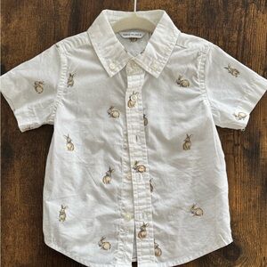 White Bunny Print button up Shirt by Janie and Jack